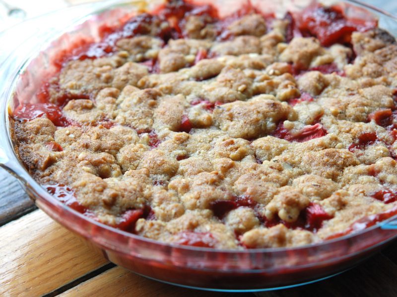 Andrew Zimmern's recipe for strawberry rhubarb crumble