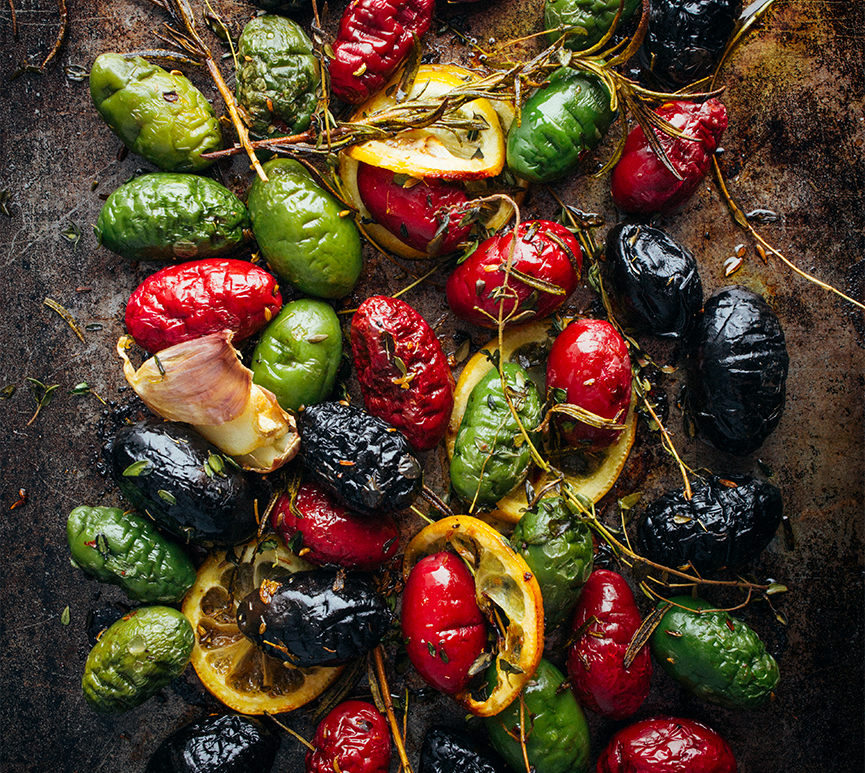 Roasted Olives with Lemon, Garlic & Herbs - Andrew Zimmern