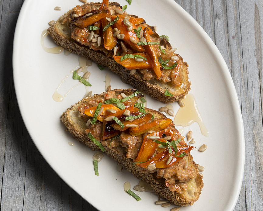 Cumin-Roasted Carrots & Muhammara Toast - Andrew Zimmern