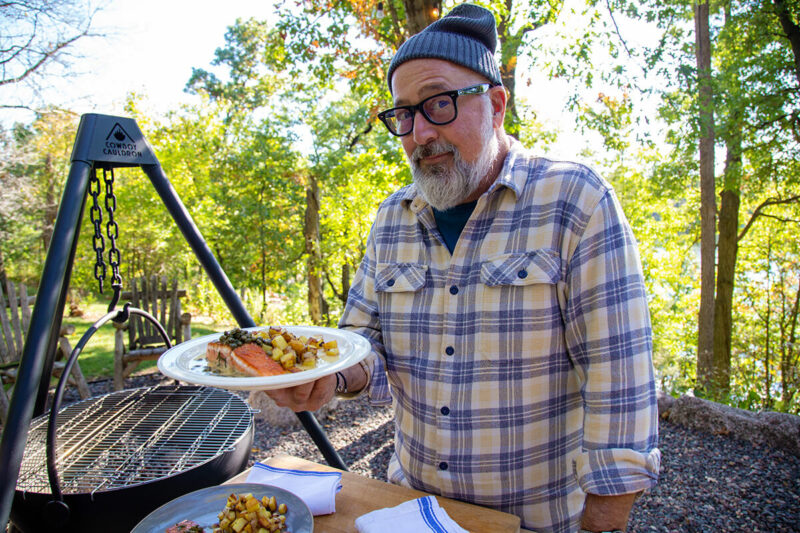 Seared Salmon with Lemon and Dill, with Skillet Fried Potatoes and Onions