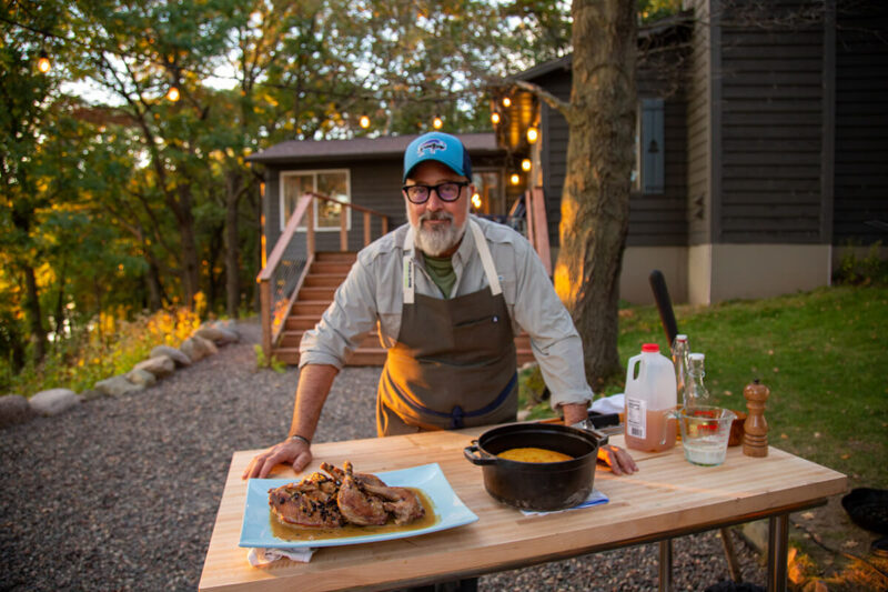 Sauteed Pheasant with Apple Gravy and Corn Pudding Recipe