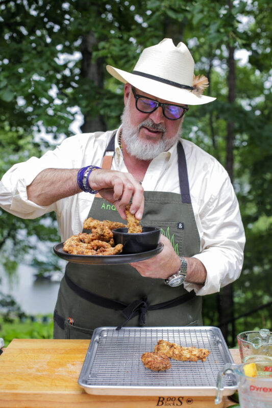 Andrew Zimmern tries his fried snapper on Wild Game Kitchen.