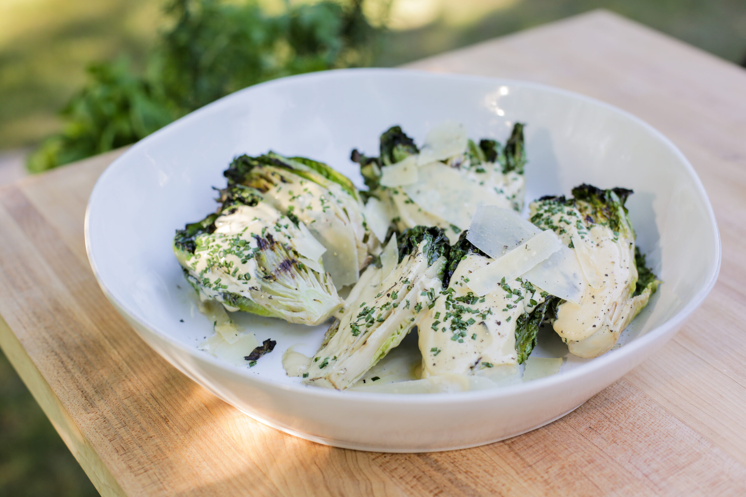 Grilled Gem Lettuce Salad with Anchovy Dressing - Andrew Zimmern
