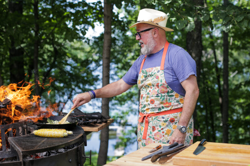 Andrew Zimmern makes corn succotash on Wild Game Kitchen. 