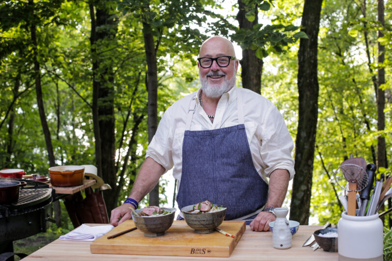 Andrew Zimmern makes duck noodle soup on Wild Game Kitchen. 