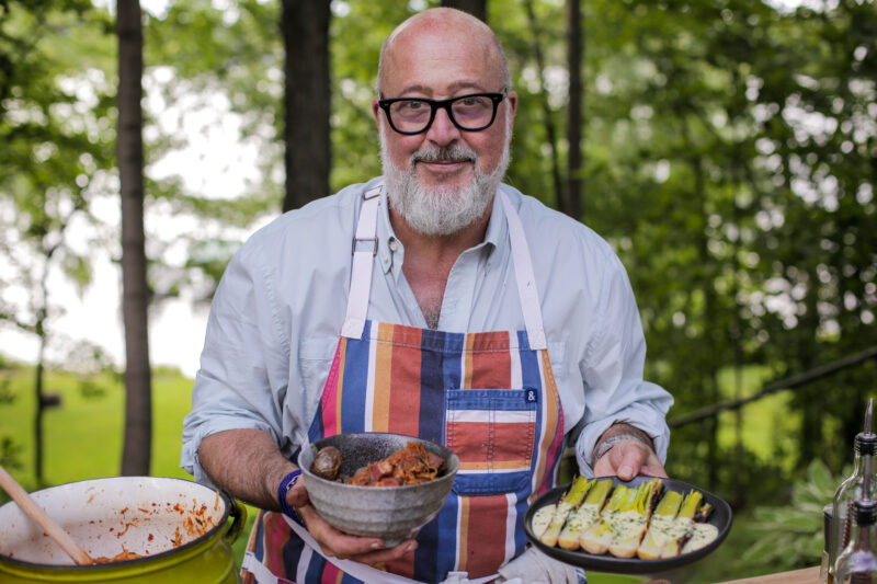Andrew Zimmern cooks venison bigos on Wild Game Kitchen.