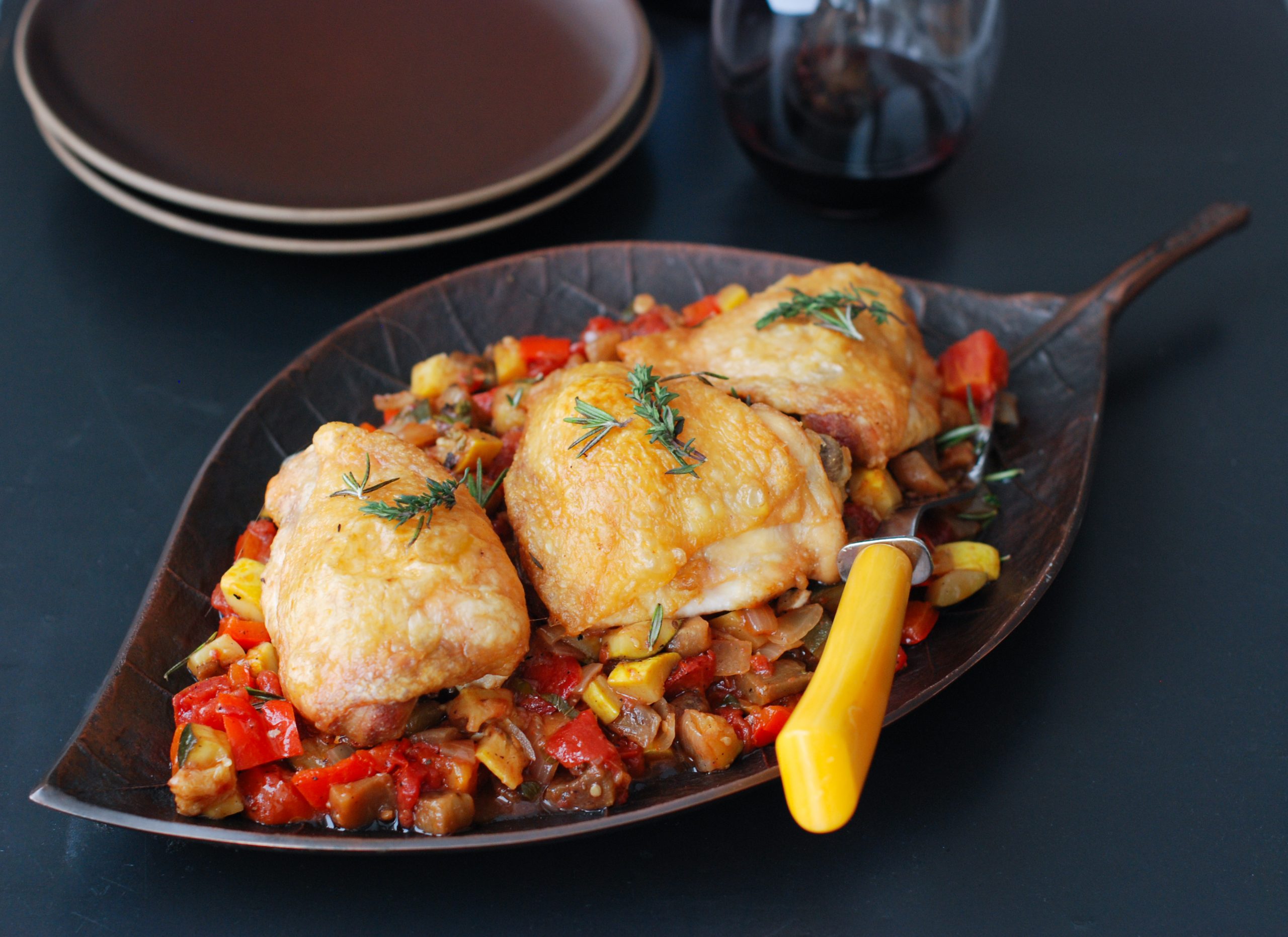 Roast Chicken with Ratatouille - Andrew Zimmern