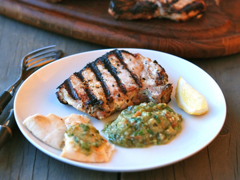 Andrew Zimmern's Recipe for Pork Chops with Eggplant Salad