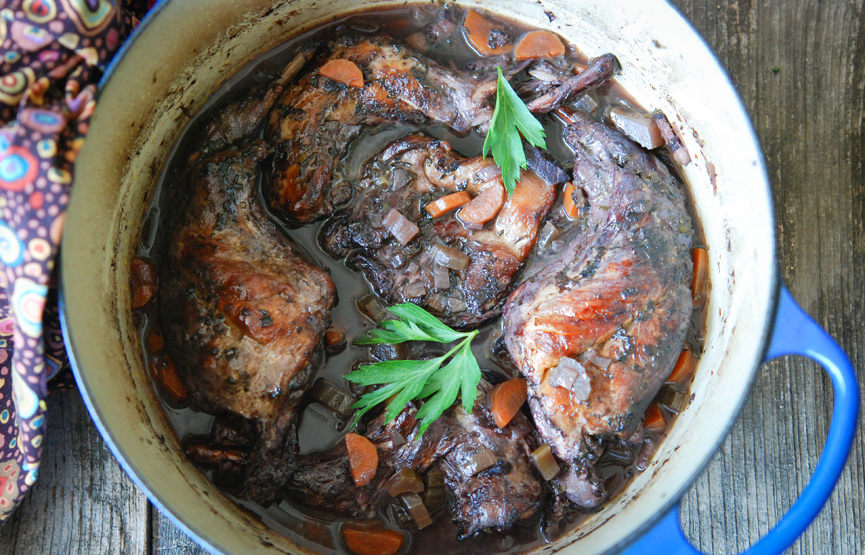 Wine-braised rabbit