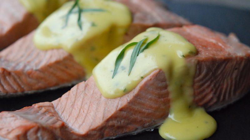 Poached salmon