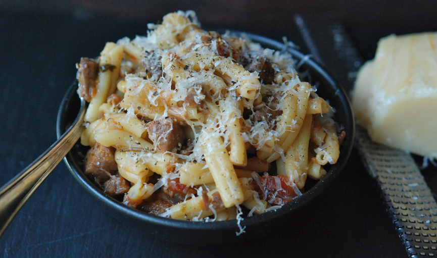 Pasta with Braised Pork, Red Wine & Pancetta